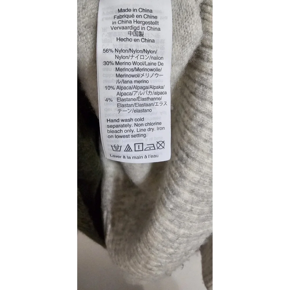 Madewell Womens Crop Sweater Large Green Gray Merino Wool‎ Blend Preppy Casual